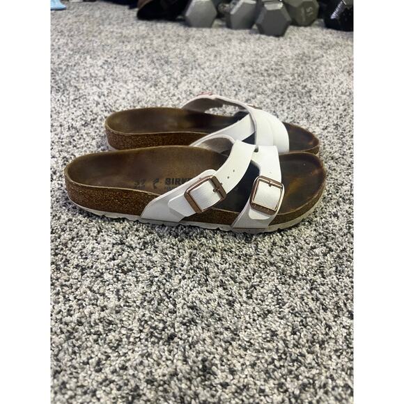 Birkenstock Yao White Strappy Sandal, Women’s 37 Leather‎ Mule Comfort Slip-On - Picture 2 of 9